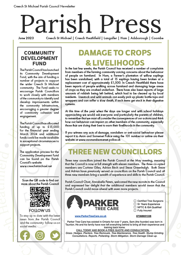 Creech St Michael Parish Council Newsletter the Parish Press Edition 6